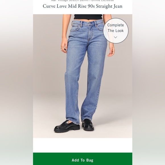 Abercrombie & Fitch size 27/4 Curve Love Mid Rise Jean - Picture 3 of 6